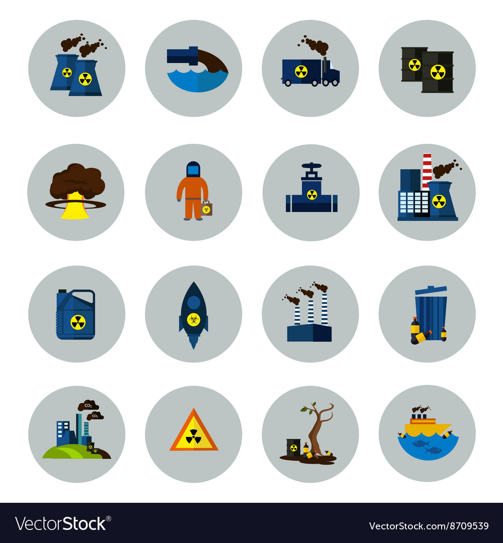 Environmental Pollution Colored Icon Set Vector Image