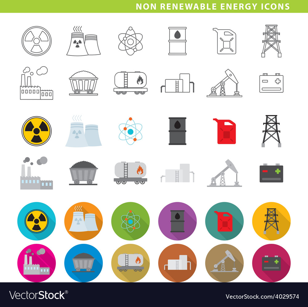 Non Renewable Energy Icons Royalty Free Vector Image