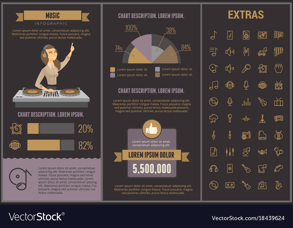 Music Infographic Template Elements And Icons Vector Image