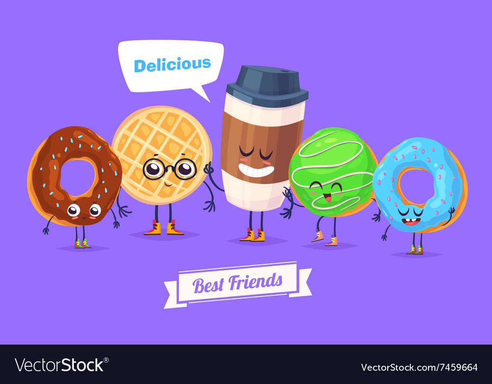 Set Of Breakfast Characters Cute Cartoons Vector Image