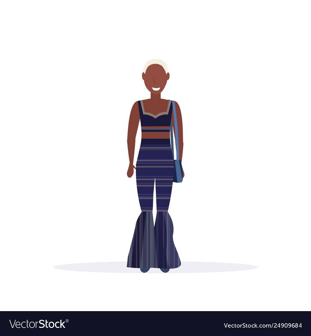 Happy Casual Woman Standing Pose Smiling African Vector Image