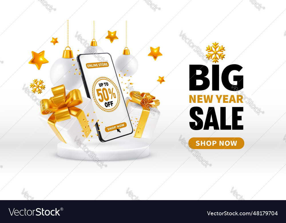 New Year Sale Banner Template Royalty Free Vector Image