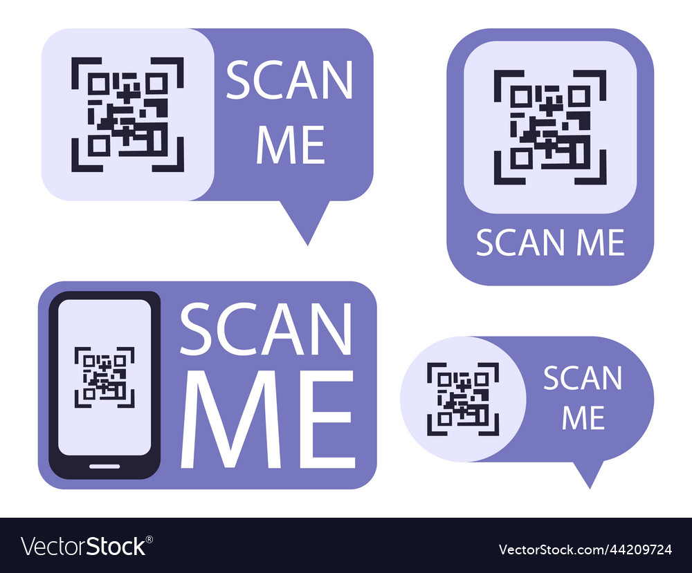 Qr Code Payment Scan Me Labels For Smartphone App Vector Image