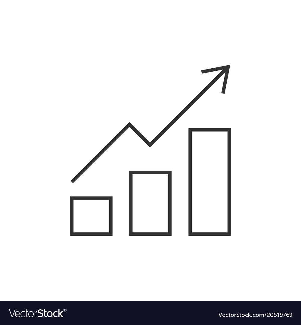 Growing Bar Graph Outline Icon Royalty Free Vector Image