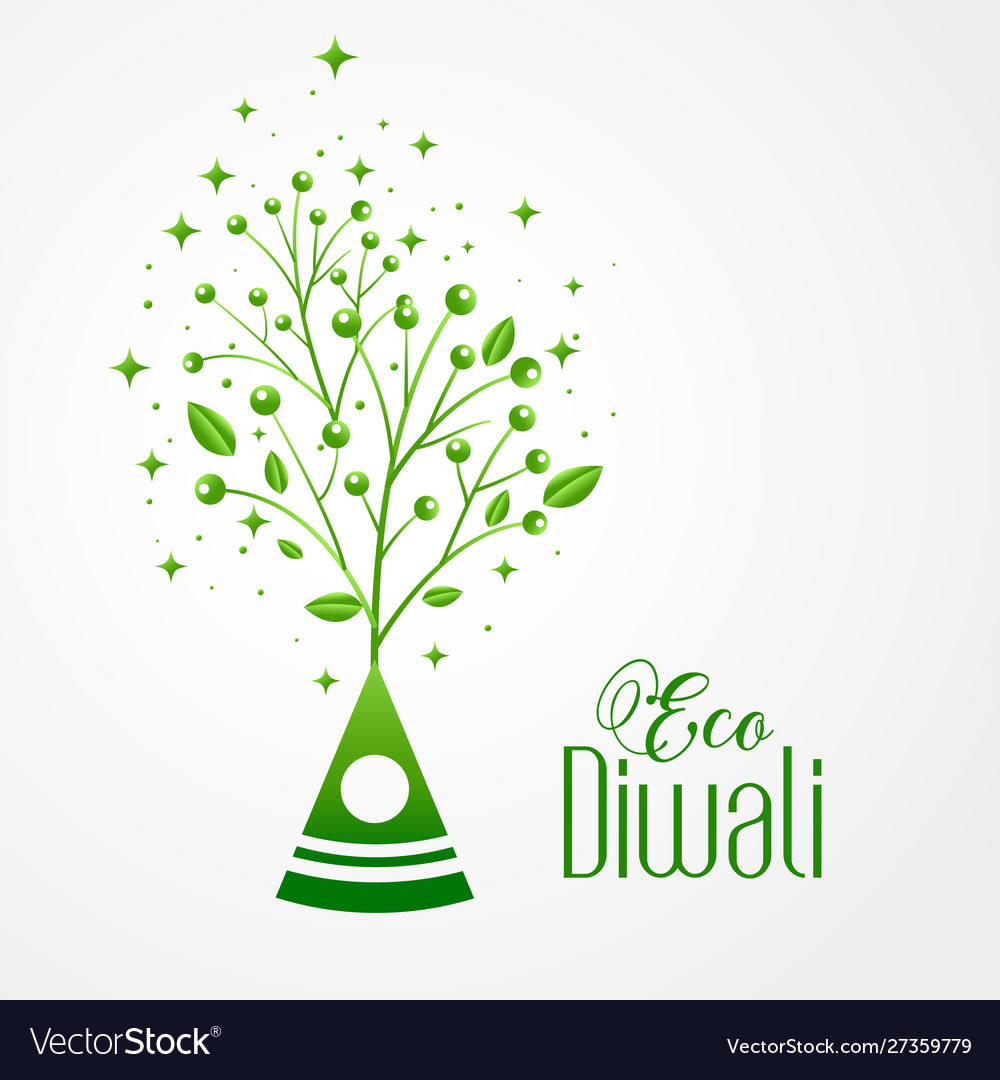 Green Crackers Eco Friendly Happy Diwali Concept Vector Image