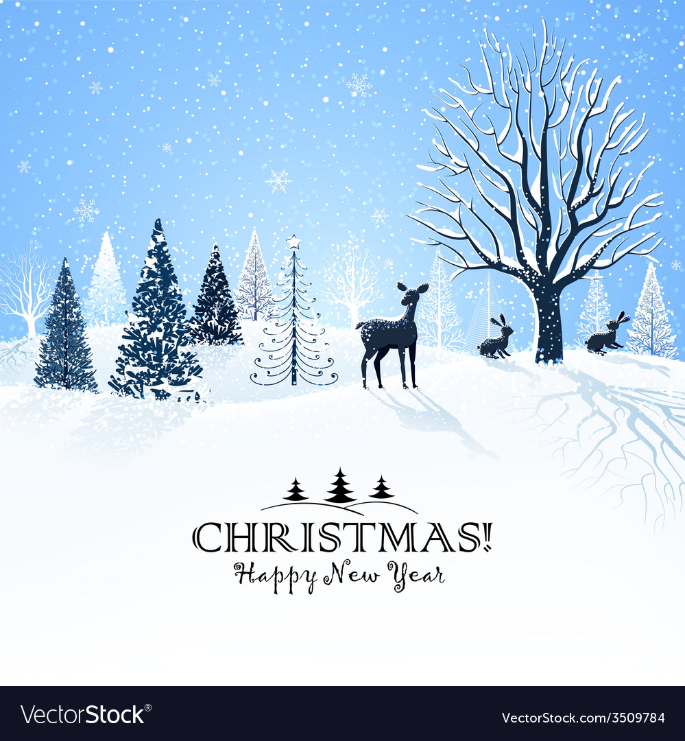 Christmas Card With Reindeer Royalty Free Vector Image