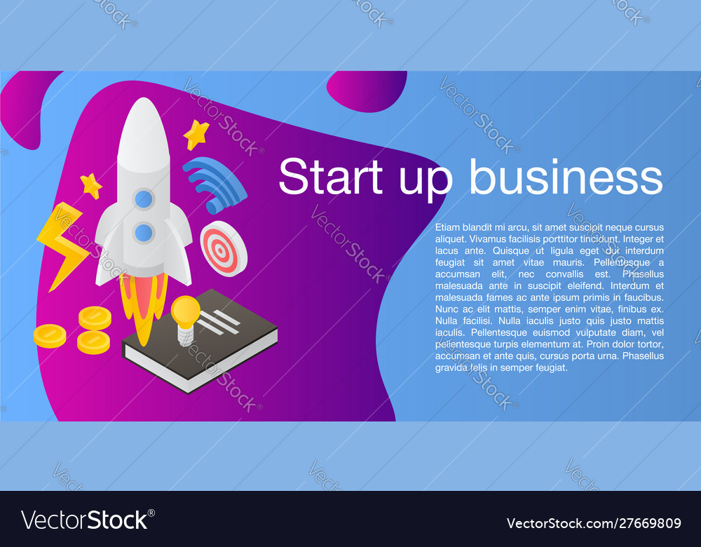 Start Up Business Concept Banner Isometric Style Vector Image