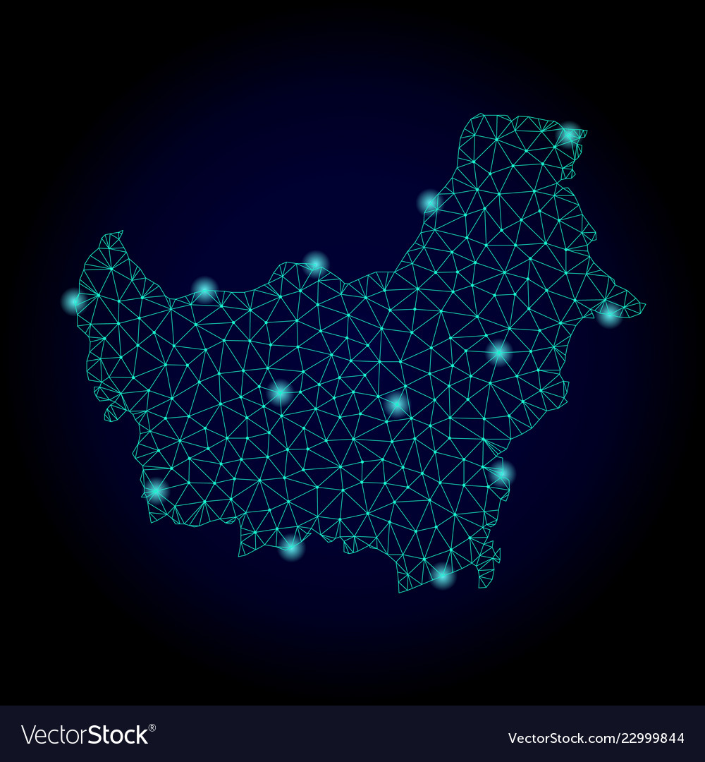 Polygonal D Mesh Map Of Borneo Island With Light Vector Image