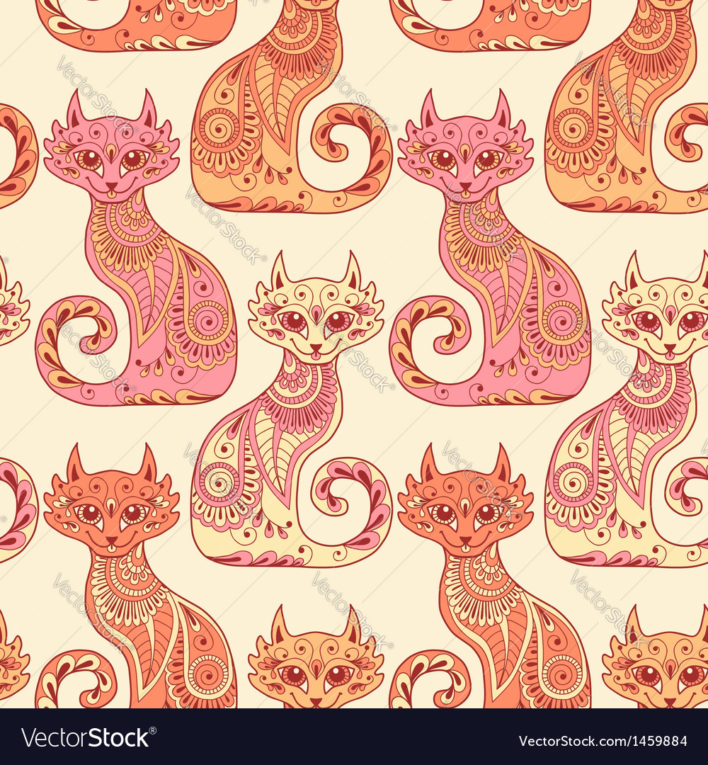 Seamless Pattern With Beautiful Cats Royalty Free Vector