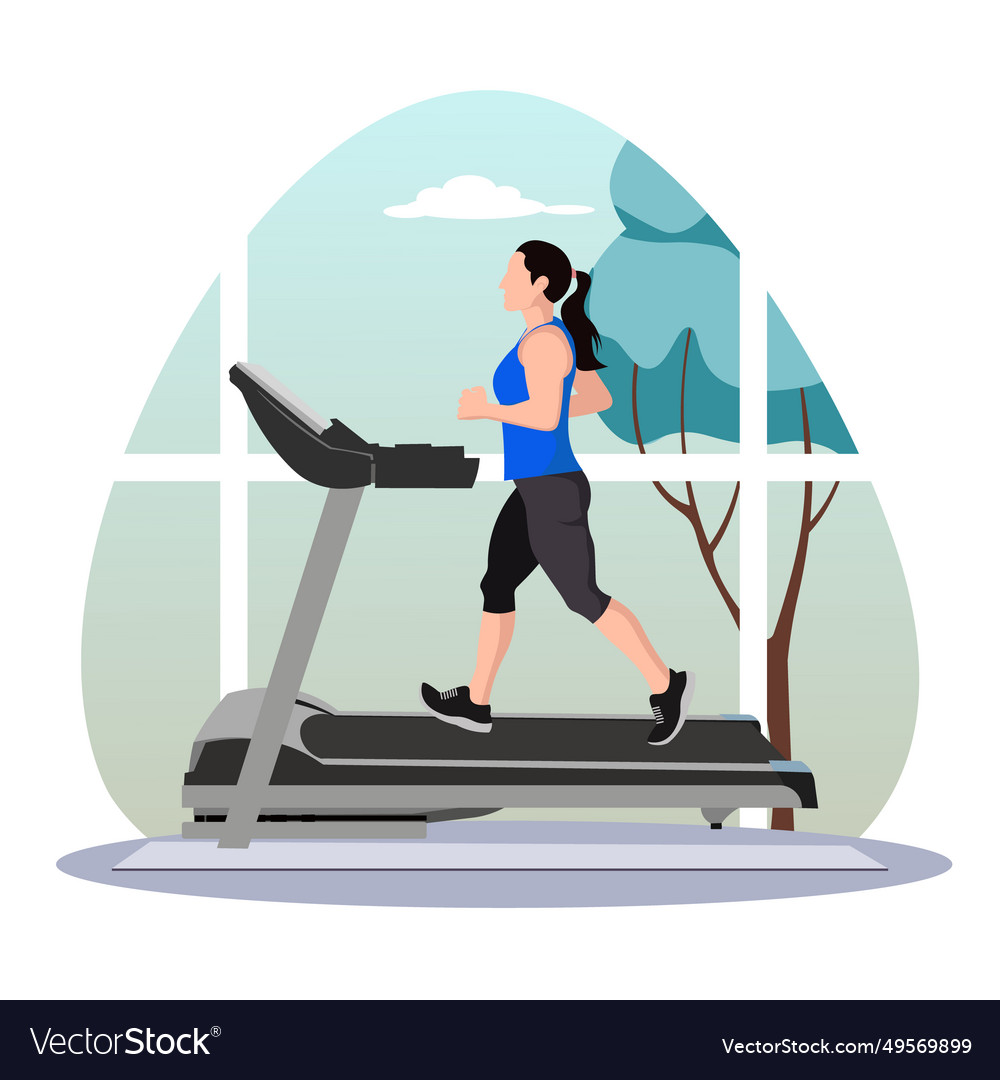 Woman Running On Treadmill Royalty Free Vector Image