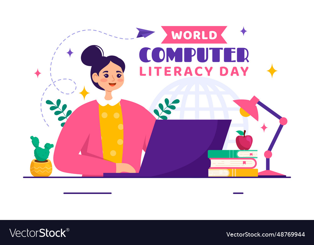 World Computer Literacy Day On December 2 Vector Image