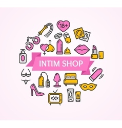 Intim Or Sex Shop Icon Set Royalty Free Vector Image