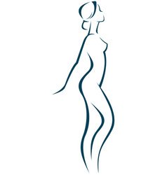 Stylized Nude Female Body In Form A Linear Vector Image