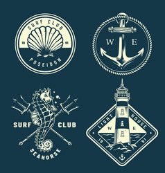 Vintage Monochrome Nautical Elements Set Vector Image