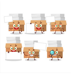 Cartoon Character Office Boxes With Paper Vector Image