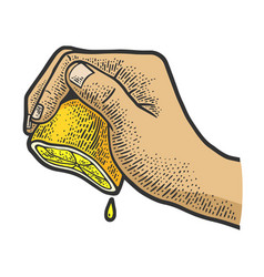 Hand Squeeze Lemon Pop Art Comic Book Style Vector Image