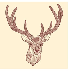 Patterned Deer Head With Big Antlers Royalty Free Vector