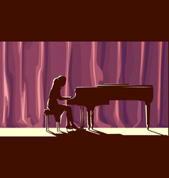 Silhouette Playing Piano Woman Royalty Free Vector Image