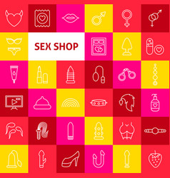 Sex Shop Line Icons Set Royalty Free Vector Image