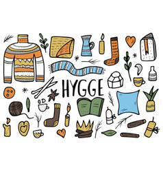 Hygge Concept Isolated Symbols Royalty Free Vector Image