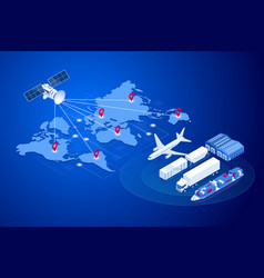 Global Logistics Network Flat Isometric Royalty Free Vector