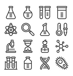 Chemistry Science Icon Set Outline Style Vector Image