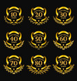 Set Of Gold Anniversary Badges Royalty Free Vector Image