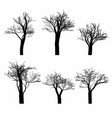 Set Black Naked Trees Silhouette Set Royalty Free Vector