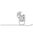 House Cactus In Pot Continuous One Line Drawing Vector Image