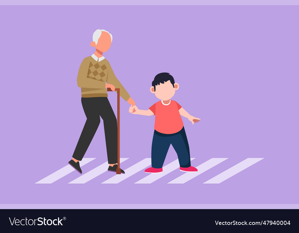 Cartoon flat style drawing happy little boy helps Vector Image