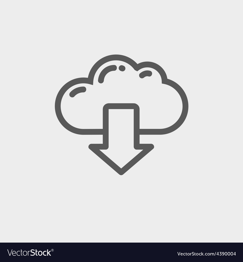 Cloud with arrow down thin line icon Royalty Free Vector