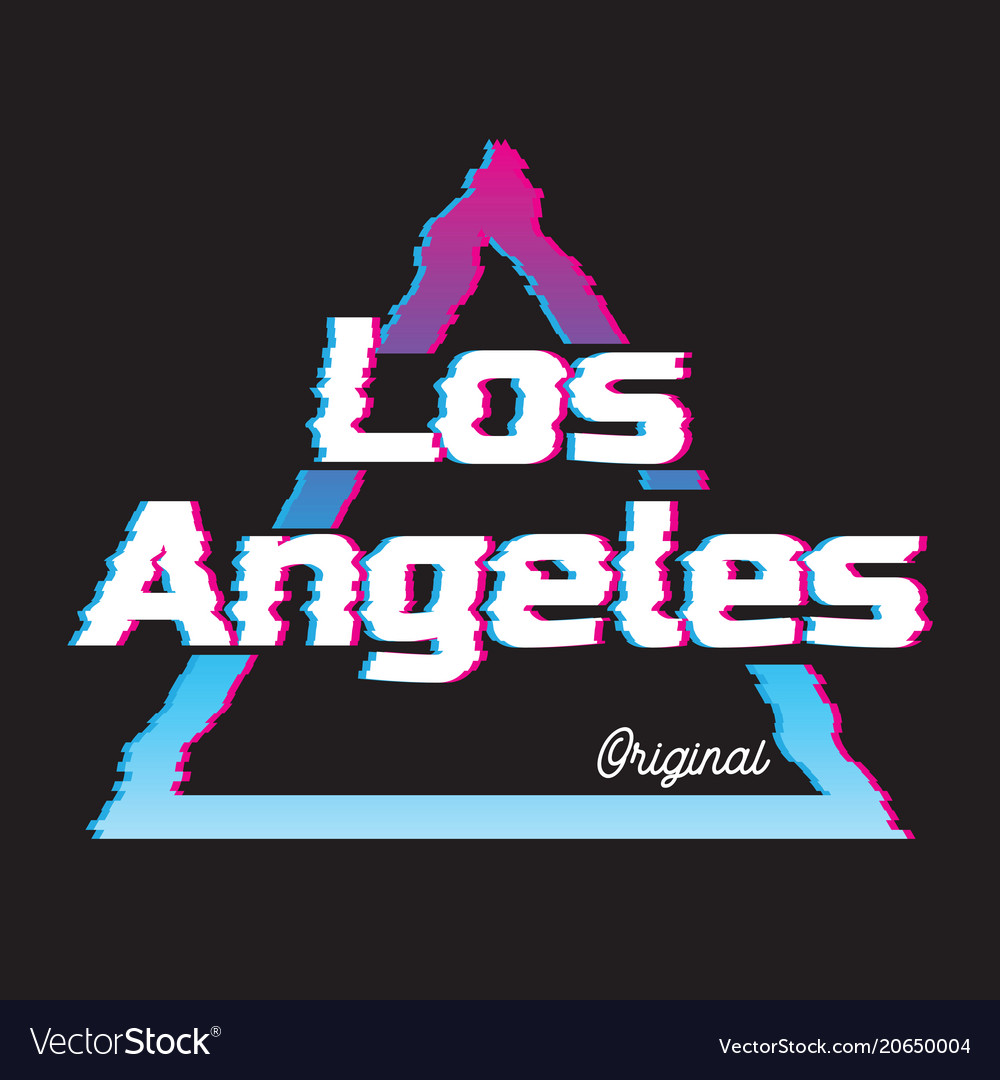 Los angeles city glitch effect retro Royalty Free Vector