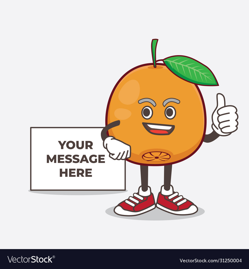 Navel orange cartoon mascot character Royalty Free Vector