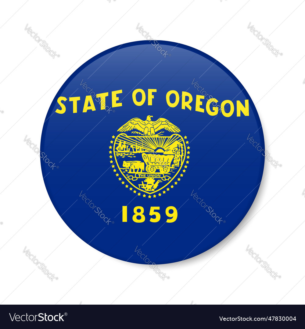 Oregon flag circle button icon us state round Vector Image