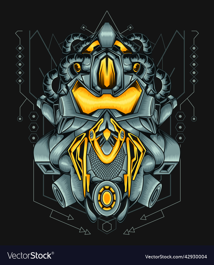 Robot character attacker design sacred geometry Vector Image