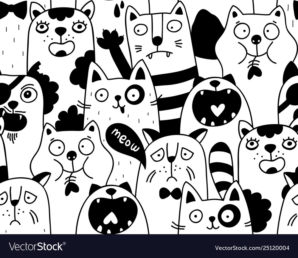 Seamless pattern with crowd nlack and white Vector Image