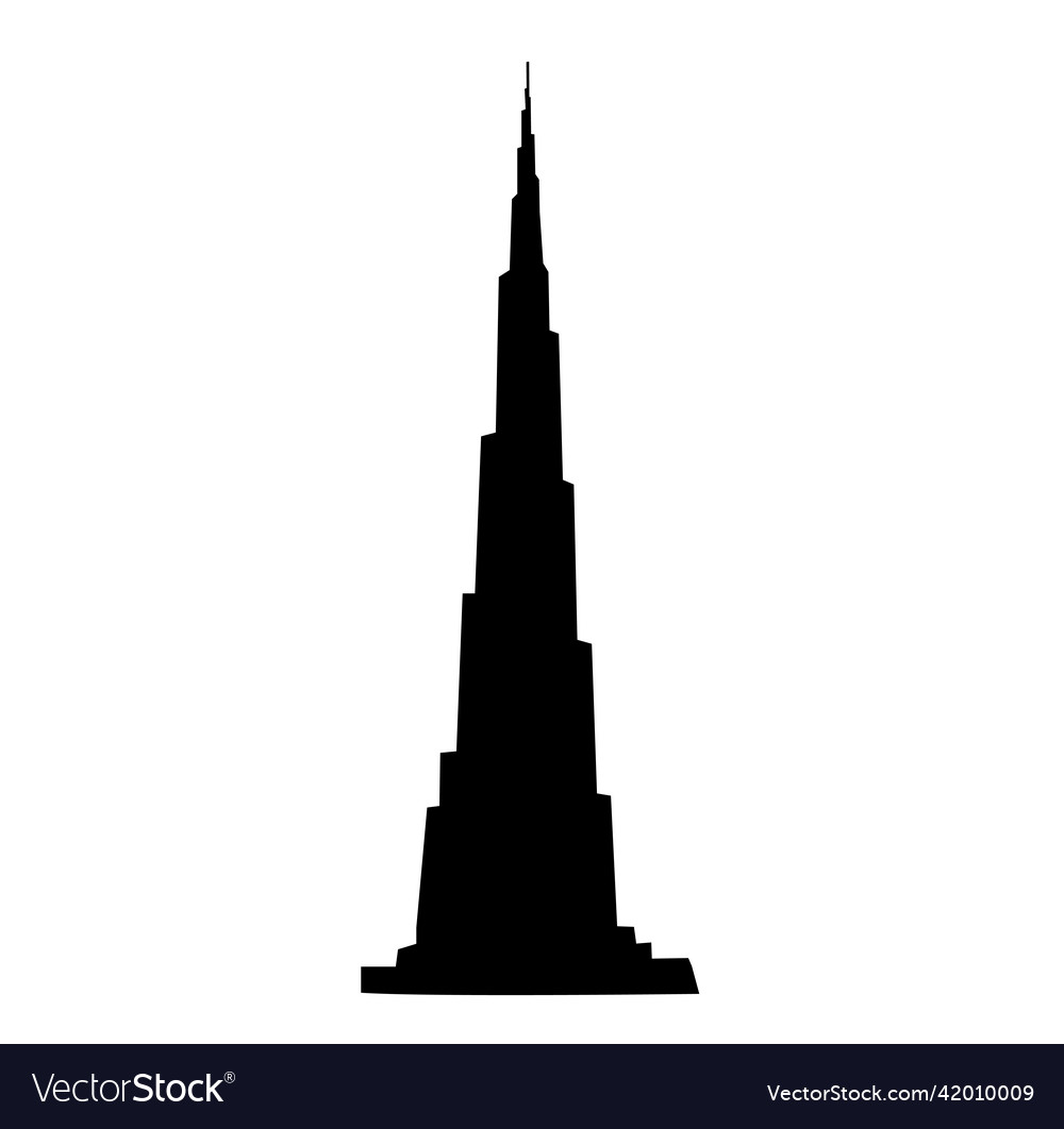 Burj khalifa tower silhouette icon Royalty Free Vector Image