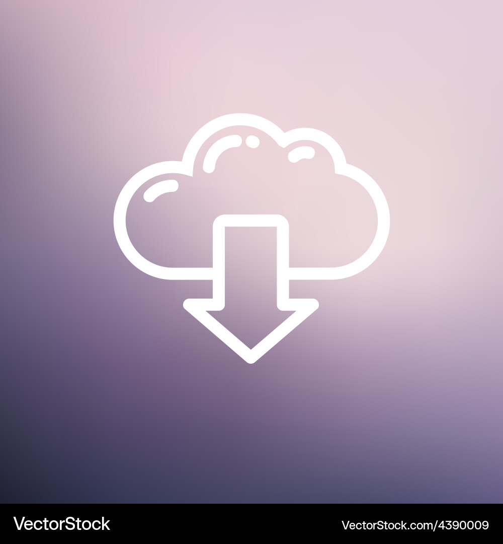 Cloud with arrow down thin line icon Royalty Free Vector