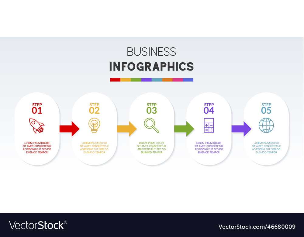 Infographics design template and icons with 5 Vector Image