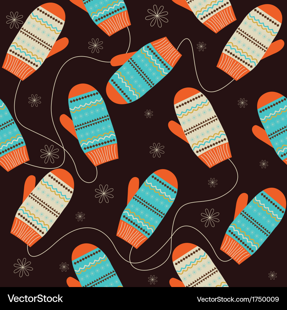 Seamless pattern with stylized mittens Royalty Free Vector