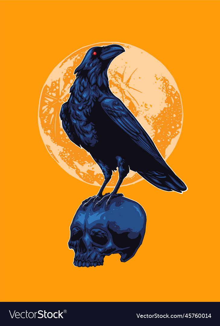 Crow with skull artwork Royalty Free Vector Image