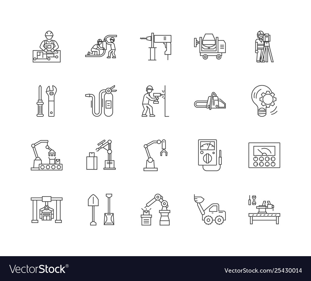 Equipment line icons signs set outline Royalty Free Vector