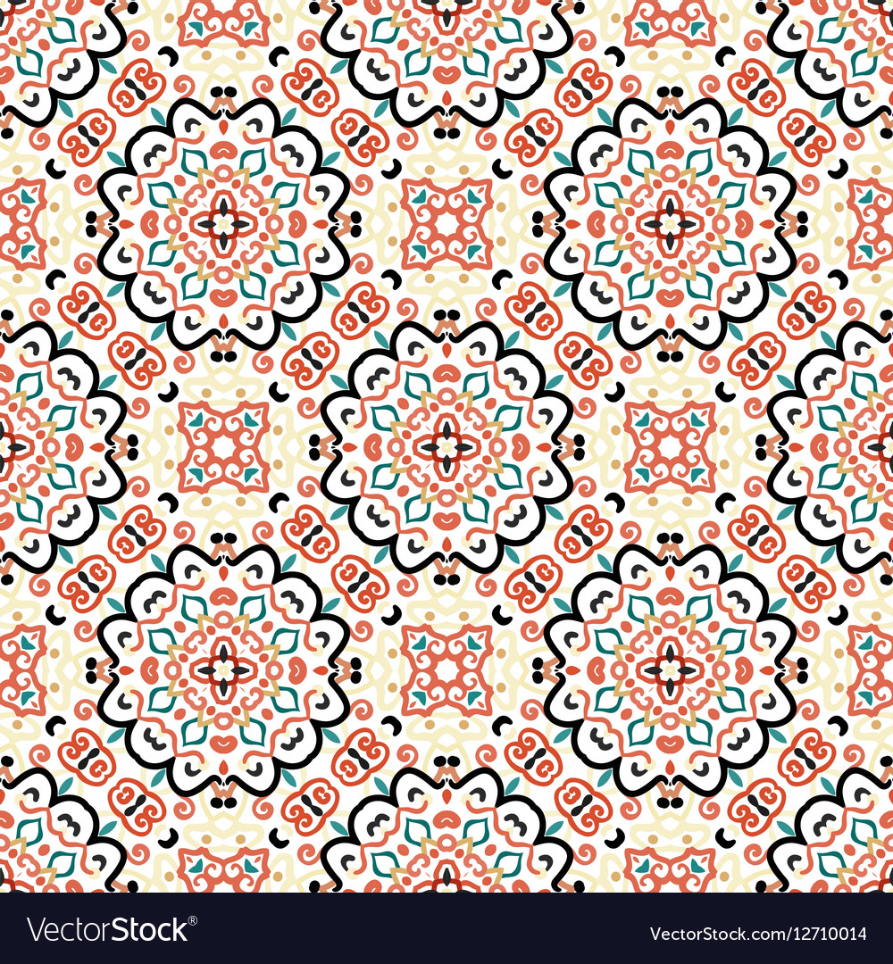 Floral pattern blue brown curve elements Vector Image