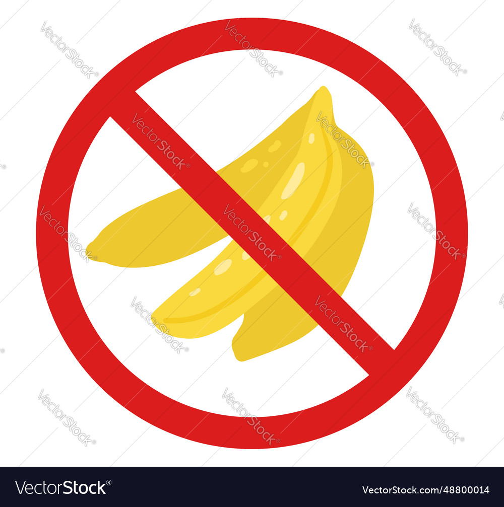 Prohibition sign with bananas don t pick Vector Image