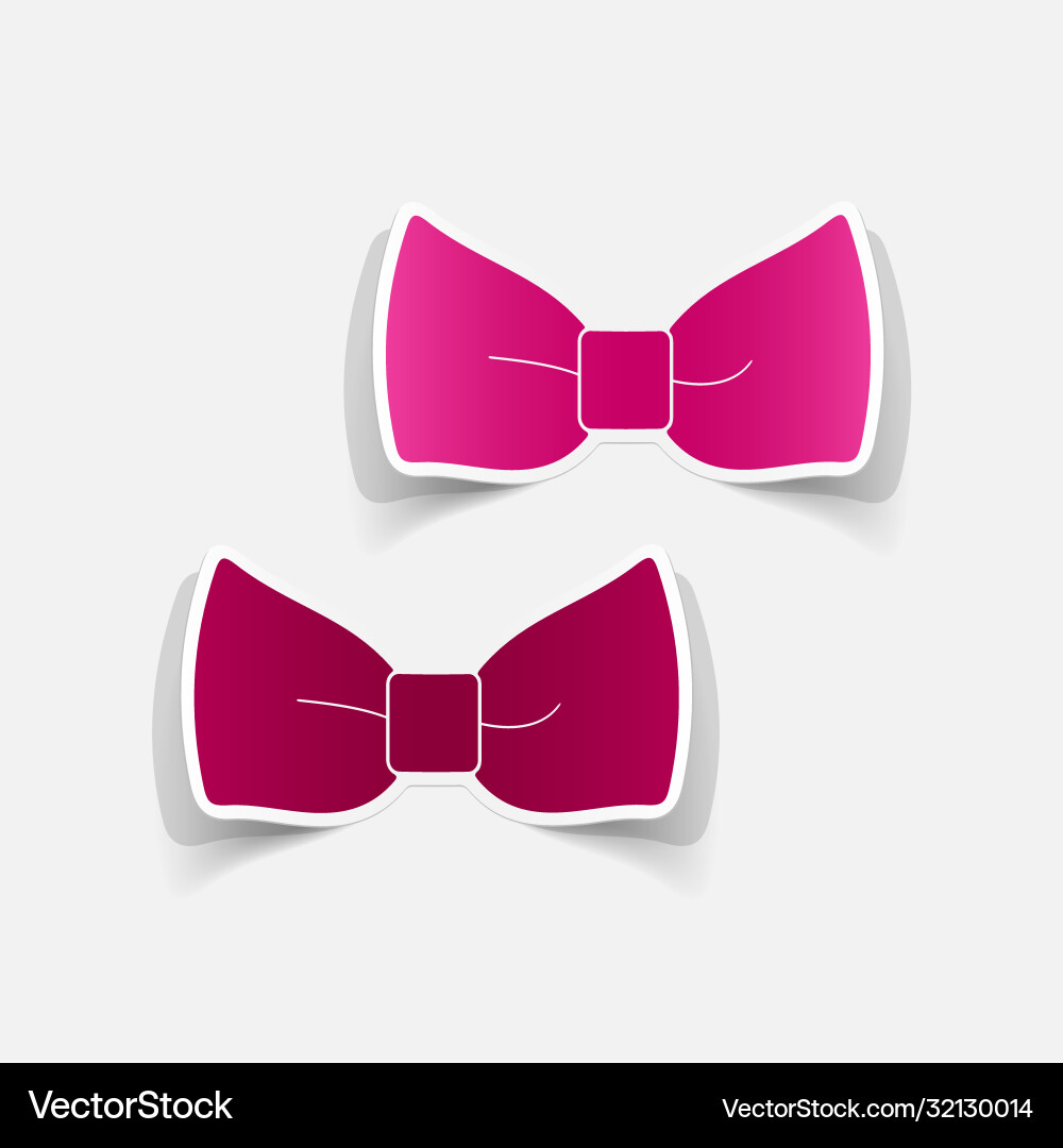 Realistic paper sticker bow Royalty Free Vector Image