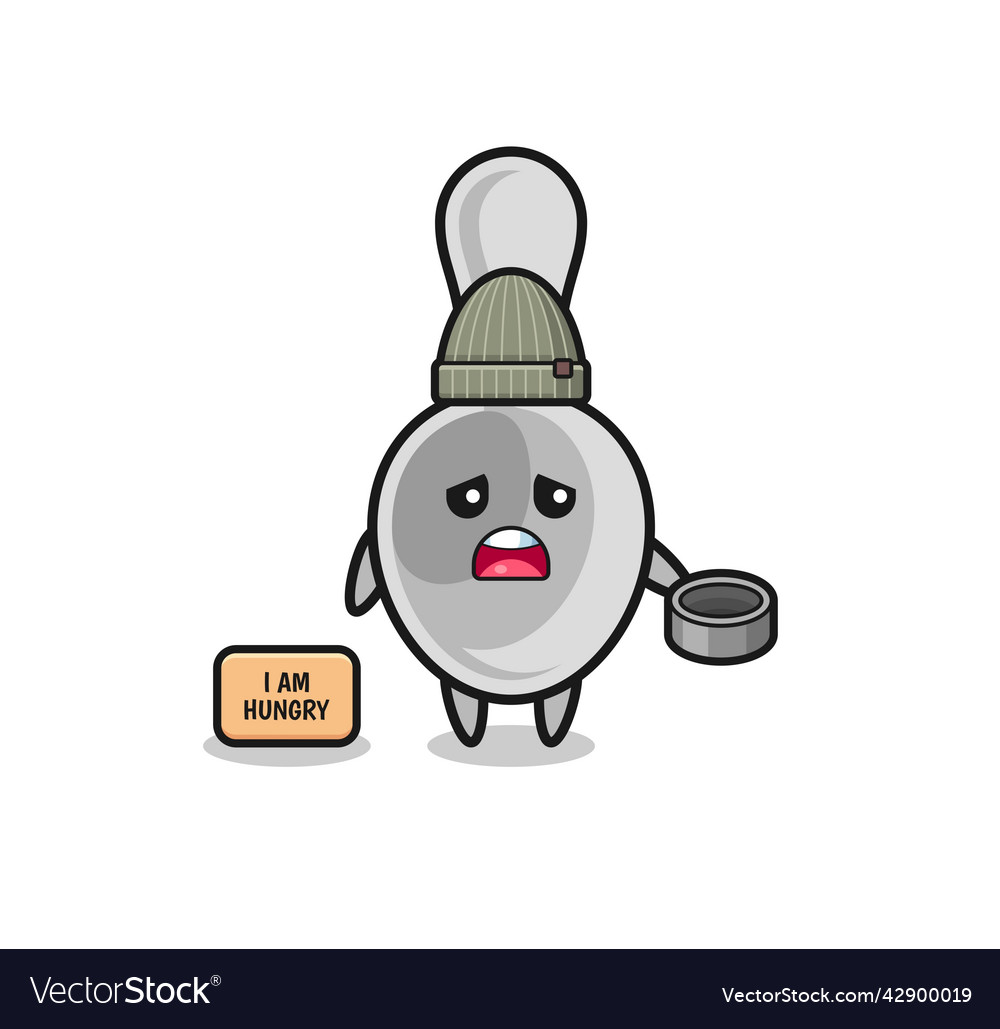 Cute spoon beggar cartoon character Royalty Free Vector Cute spoon beggar cartoon character Royalty Free Vector