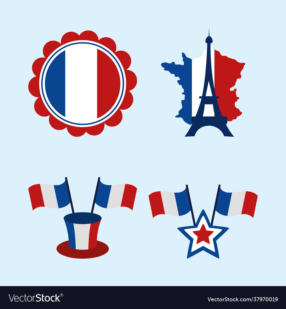 French Flag Icons Royalty Free Vector Image Vectorstock