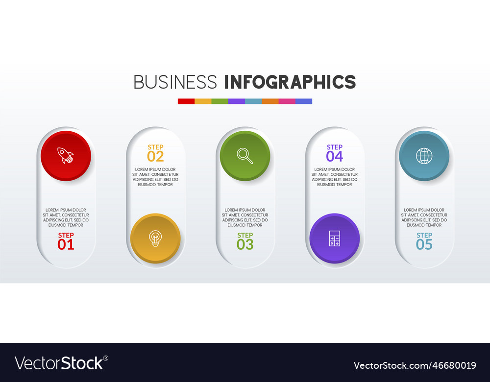 Infographics design template and icons with 5 Vector Image