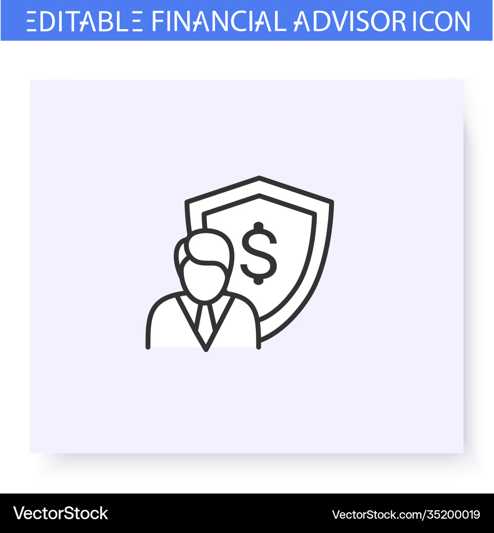 Insurance agent line icon editable Royalty Free Vector Image