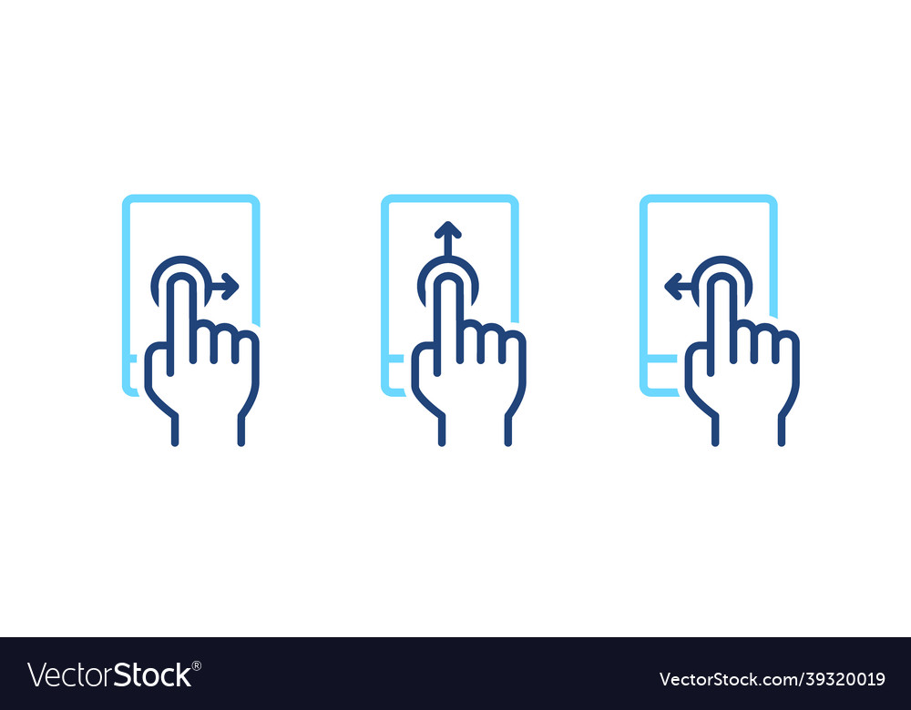 Set of up right left phone swipe gestures Vector Image